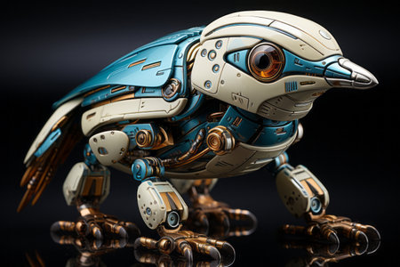 Platypus robot, robotic animal isolated over white backgroundの素材