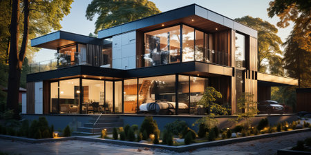 Modern modular private houses. Residential architecture exteriorの素材