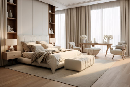 Bedroom interior. beige tones designの素材