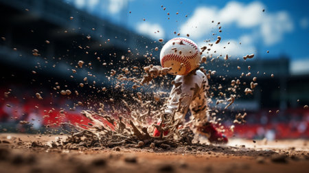baseball pitched at a batter coming right at himの素材