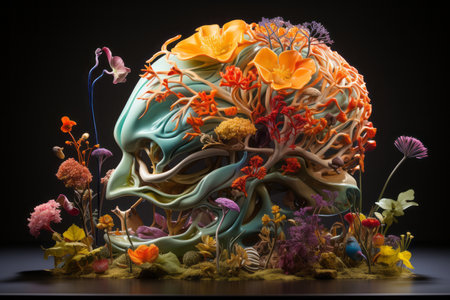 one brain represents a healthy brain, colorful still lifes, beeple, grandiose color schemes, cut and paste, sparse use of color, complementary colors, selkie coreの素材