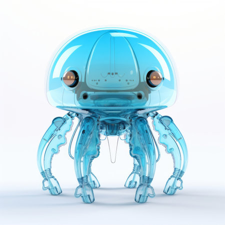 Cute jellyfish robot, robotic animal isolated over white backgroundの素材