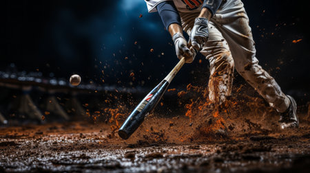 baseball pitched at a batter coming right at himの素材