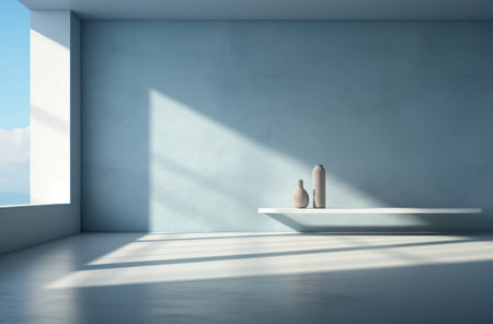 gray room with some sunlight comingの素材