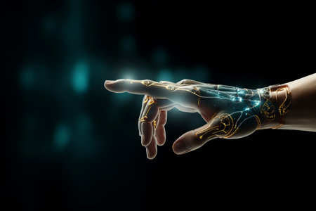 human hand and robot finger touch sense of technologyの素材