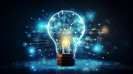 Glowing digital solution datum business evolution successの素材