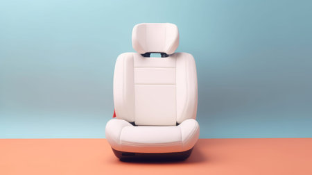 White car seat model with solid color background, simple, Clean backgroundの素材