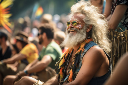 A man at the festivalの素材