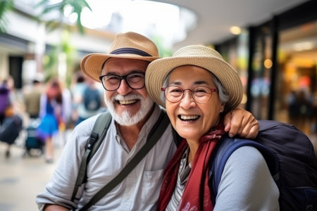 A happy seniors couple in travelingの素材