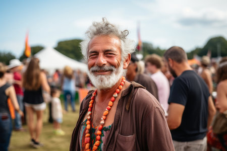 A man at the festivalの素材