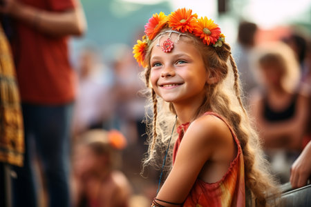 A girl at the festivalの素材