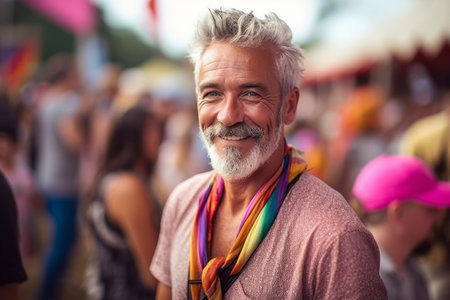 attractive mature man at the festivalの素材