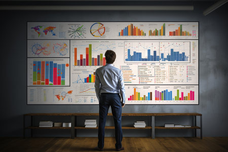 Person presenting and evaluating data chartの素材