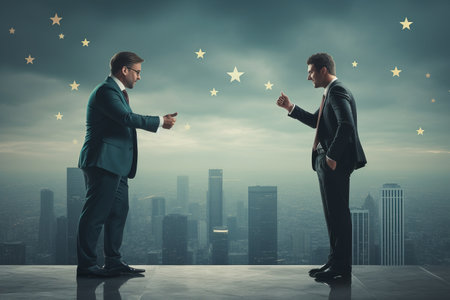 Customer evaluation feedback men in suit Giving Positive Review for Clients Satisfactionの素材