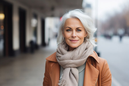 attractive mature woman in the cityの素材