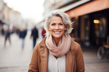 attractive mature woman in the cityの素材