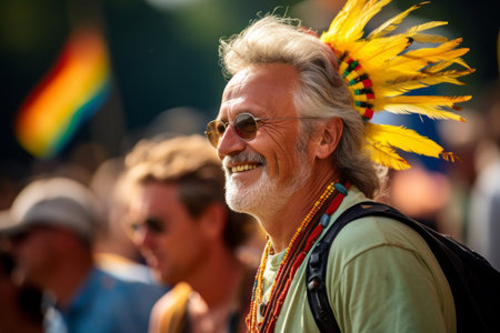 A man at the festivalの素材