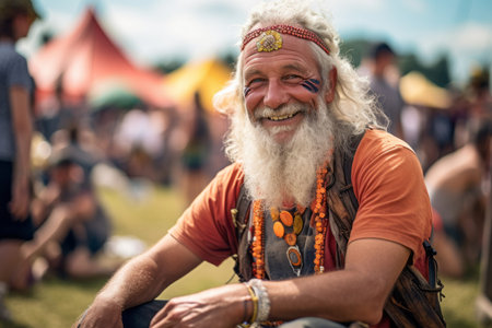 A man at the festivalの素材