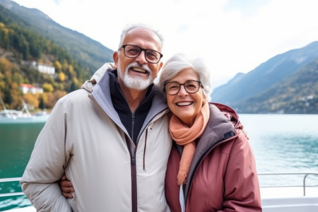 A happy seniors couple in travelingの素材