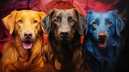 Abstract hypnotic illusion of dogs.の素材
