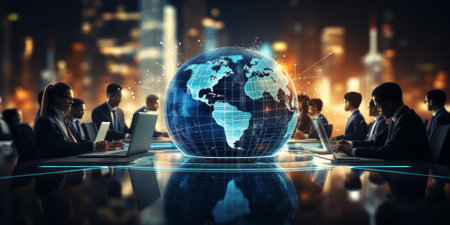 Teamwork, Partnership, Finance and stock. Deal, stock exchange and financial charts. Businessman and global network connection digital technology, Business and economic growth graphの素材