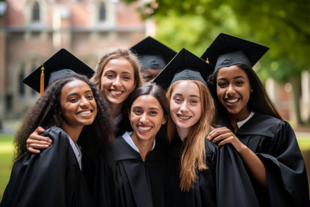 Happy diverse university satisfied graduatesの素材