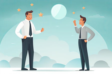 Customer evaluation feedback men in suit Giving Positive Review for Clients Satisfactionの素材