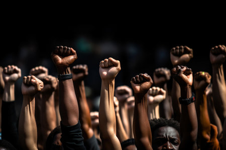 Fists raised for equalityの素材