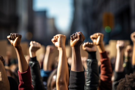 Fists raised for equalityの素材