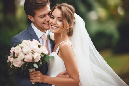 Newly Wedded Bride Groom in love. Wedding Day Ceremonyの素材