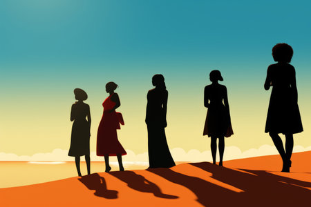 a group of women enjoying the sun on a beachの素材