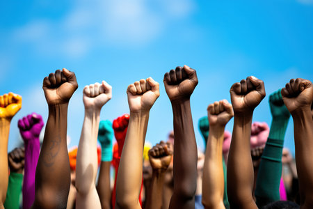 Fists raised for equalityの素材