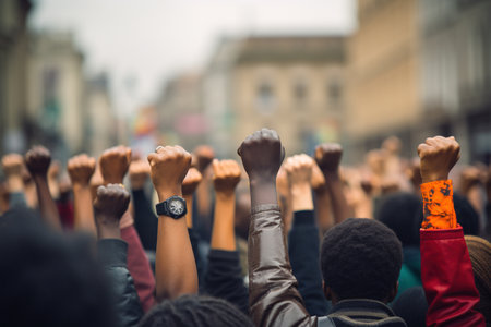 Fists raised for equalityの素材