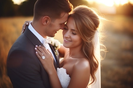 Wedding Couple in Love. Newly Wedded Bride Groom. Wedding Day Ceremonyの素材