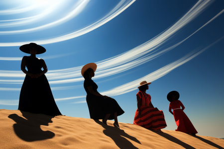 a group of women enjoying the sun on a beachの素材