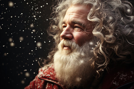A Santa clause blowing snow flakesの素材