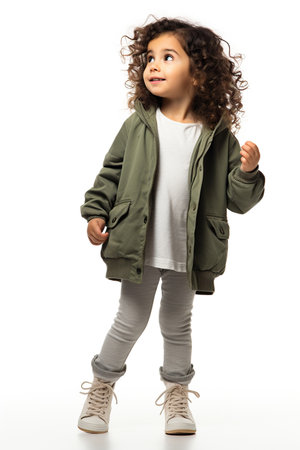 digital photo of full growth a little girl on a white bac 1a30b036-944c-4c15-a6fc-af36af8de7b2-standard-scale-3 00xの素材