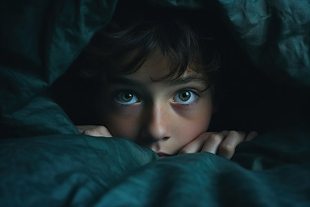 The child was scared before going to bed. Night terrors in a child.の素材
