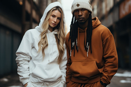 people wearing clothes with a urban and regal streetwearの素材