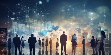 Business people using AI technology.の素材