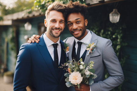 Handsome Gay Couple - Wedding photo. Gay couple wedding.の素材