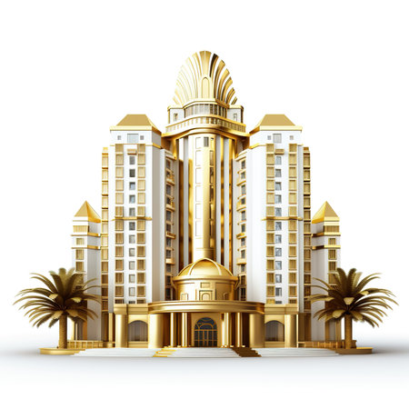 golden building on white backgroundの素材