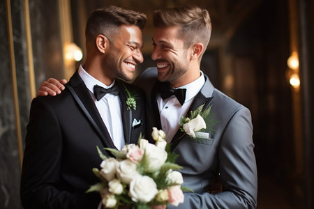 Handsome Gay Couple - Wedding photo. Gay couple wedding.の素材