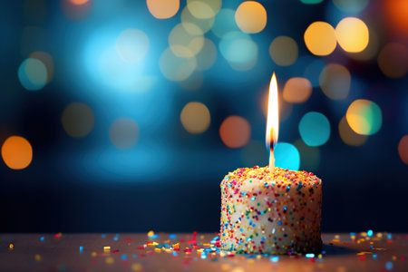 a birthday candle at night blur backgroundの素材