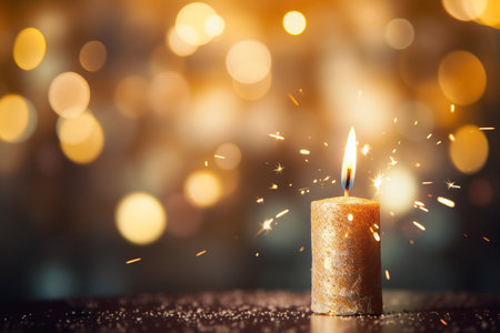 a birthday candle at night blur backgroundの素材