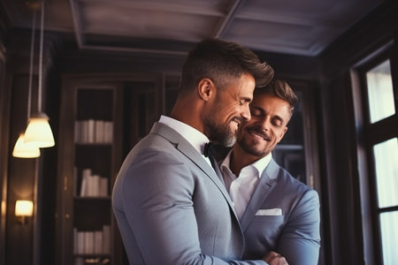 Beautiful gay couple at their weddingの素材