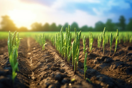 cultivated Asparagus vegetable field, earth day conceptの素材