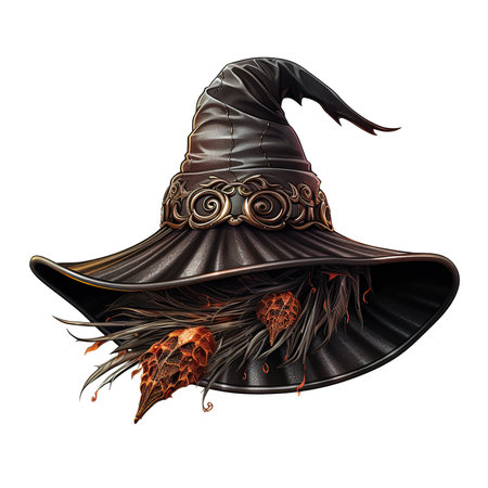 Halloween witch hat on white backgroundの素材