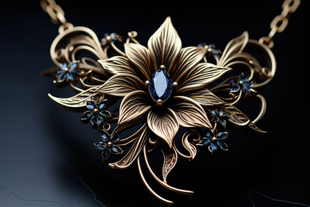 gold necklace on blackの素材