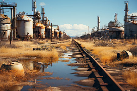 a closeup photo of storage tanks and silos used for storing raw materialsの素材